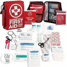 Kit de primeros auxilios profesional de 200 piezas para el hogar, el coche o el trabajo: Suministros médicos de emergencia para camping, caza, senderismo al aire  supervivencia - 1 - Ver 7