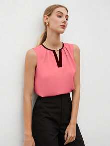 MARILYN MONNA New Women's Elegant And Romantic Urban Chic Versatile Office Wear Blouse, Suitable For Wedding Guest, Party, Concert, Brunch, Airport, Daily Fashion, Black Block Off Shoulder Top - 西瓜粉 - 查看 4