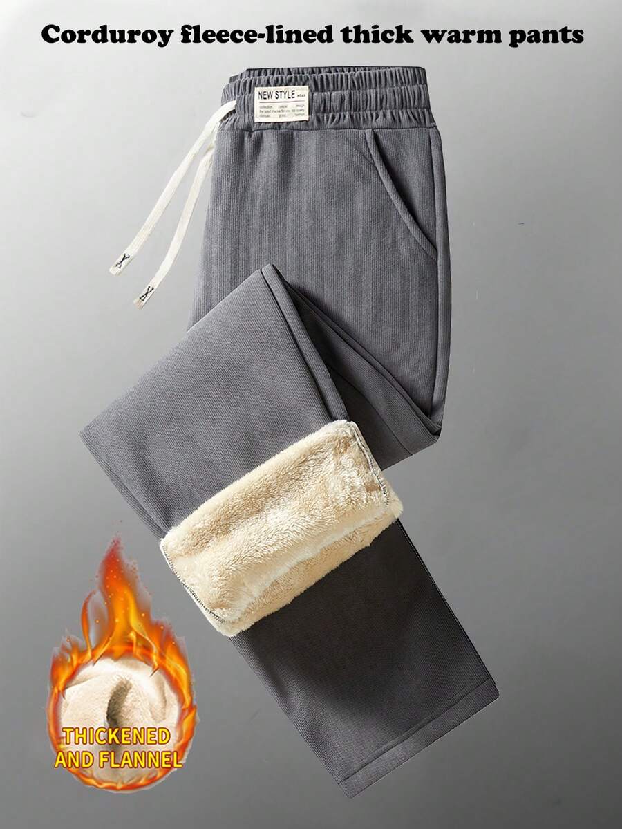Women'S Thermal Lined Straight Leg Sweatpants, Warm And Comfortable Casual Pants For Winter Tights
