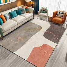 Modern Geometric Retro Pattern Rug - Polyester Fiber Backing Non-Slip Polyester Mat, Durable Home Decor Carpet, Washable Rug Suitable For Living Room, Bedroom, Dining Room And Kitchen