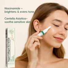 纯素胶原蛋白眼部精华 - K Beauty 三重透明质酸和肽胶原蛋白精华，改善皮肤弹性，减少细纹和黑眼圈 - 纯素韩国护肤眼霜 - 透明 - 查看 6