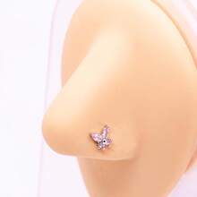 2~4PCS 16G 316L Pushin Lip Rings Butterfly And Bee Nose Stud Rings Top Push In Threadless Surgical Steel Flat Back Nose Rings Studs For Womens{"Color_name":"Silverleafbutterfly"} - Silverleafbutterfly - View 6