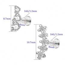 2~4PCS 16G 316L Pushin Lip Rings Butterfly And Bee Nose Stud Rings Top Push In Threadless Surgical Steel Flat Back Nose Rings Studs For Womens{"Color_name":"Silver-A"} - Silver-a - View 3