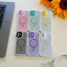 CASE MAGSAFE 013 GLITTER BRILLO EN OBSCURIDAD 3 EN 1 - Protección  total para tu celular, diseño original, alta calidad, compatibilidad garantizada, ajuste perfecto - Amarillo - Ver 3