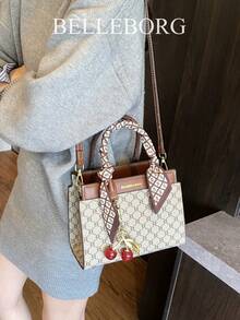 BELLEBORG 印花女士手提包和单肩包，简约实用，多功能 - 卡其色 - 查看 3