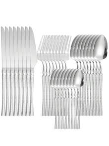 4pcs/24pcs Creative Hammer Design Stainless Steel Kitchen Utensil Set Includes Forks, Knives, Spoons, Dishwasher Friendly, Suitable For Home, Restaurant, Hotel, Party, Wedding