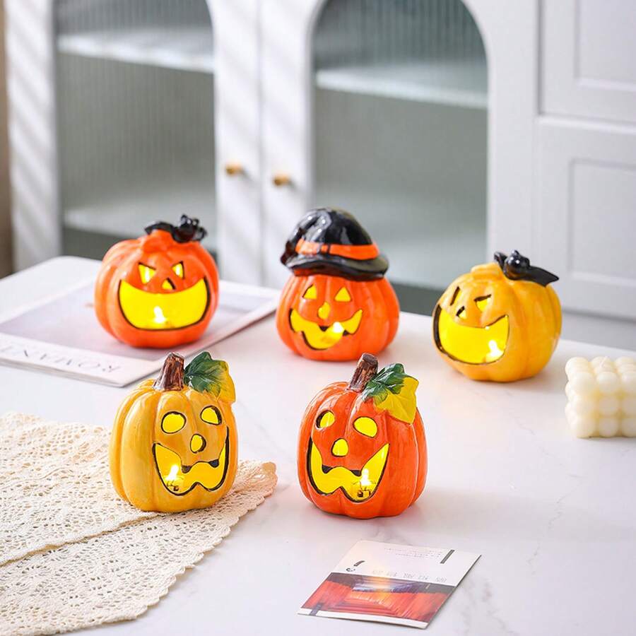 Keramischer hohler Kürbis Nachtlicht Halloween Dekoration Wohnaccessoire