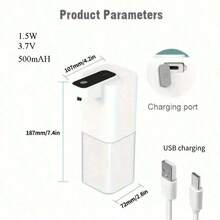 RAF 1pc 400ml/14oz Touchless Automatic Soap Dispenser, 500mAh USB Rechargeable Foam Soap Liquid Dispenser, Suitable For Bathroom And Kitchen