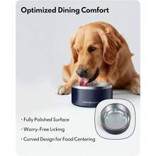 Dog Bowls, Durable Dishwasher  Double Wall Metal Insulated Stainless Steel Food Bowls With Non - Slip Rubber Base, Small Medium And Large Dogs 32oz, Navy - 32盎司+海軍藍 - 查看 8