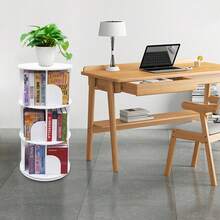 3-Tier Rotating Bookshelf, 360° Spinning PVC Bookcase Organizer With 12 Compartments, 3-Tier White PVC Bookcase With 12 Cubes, Spinning Desktop & Corner Organizer For Books, White Desktop & Corner Storage Shelf For Small Spaces, Bedroom, Office - 白色 - 查看 5