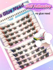 80 Pcs 3 Styles Mixed Red And Blue No Glue And Remover Needed Self Adhesive Lashes Cluster Fluffy 8-12mm Mixed Lengthes Kit, Bottom Cluster Lashes No Glue Needed Fluffy Individual Lashes Self Adhesive DIY Eyelashes Extension Pre-Glued Cluster Lashes Natural Wispy Lashes Extension C Curl Lash Clusters No Glue Need No Remover False Eyelashes With Tweezers And Curler