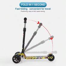 Foldable Kids Skateboard with Carbon Fiber Frame & 4 Colorful Wheels - All-Skill Tricycle for Ages 6-14, Perfect Gift for Christmas, Thanksgiving, Halloween, Easter, Valentine'S Day & Birthdays, Skateboard for Teens, Holiday Gift Item, Vibrant Graphic Design, Durable Kids Bike - Multicolor - Ver 4