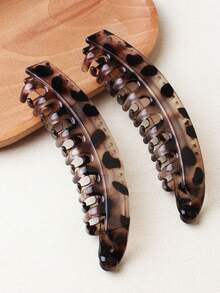 2 pezzi Fermagli per capelli casual con stampa leopardata, eleganti fermagli a banana, accessori per capelli vintage, fermagli a pinza per coda di cavallo, fermagli per capelli