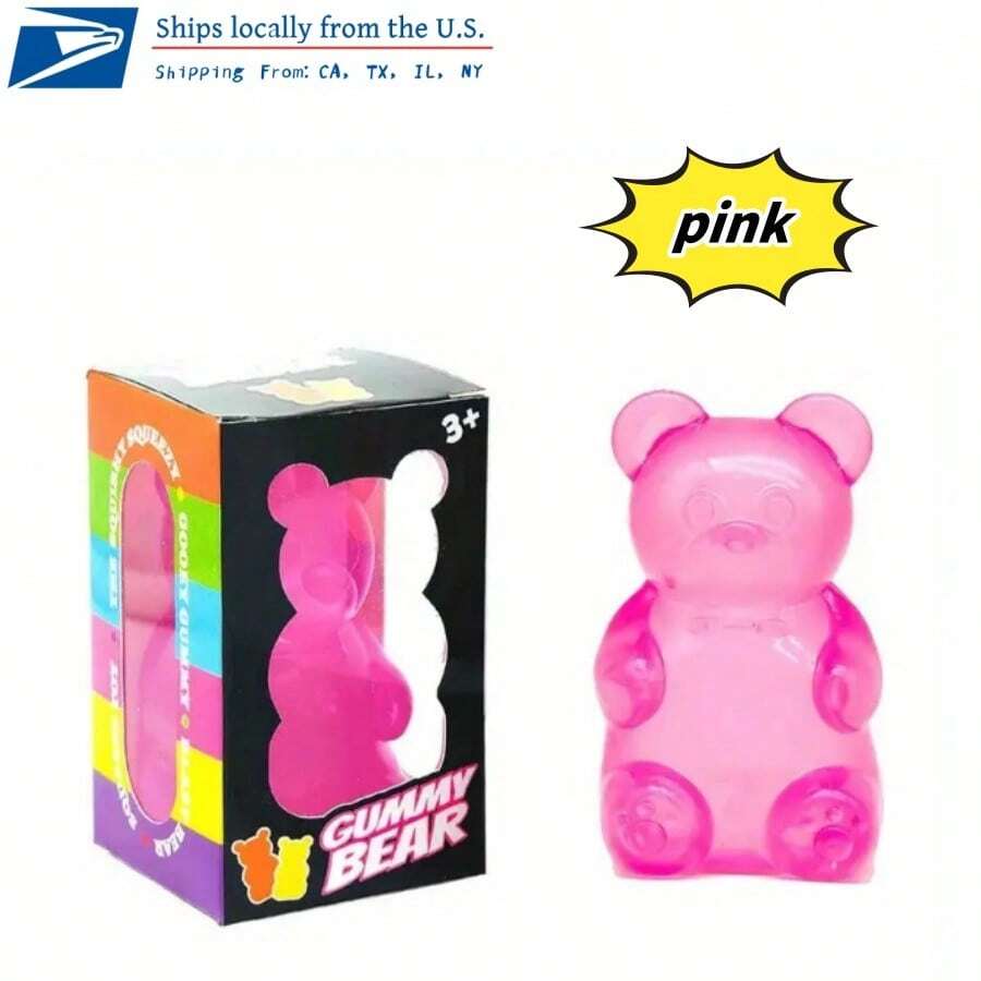 Cute Candy Colored Teddy Bear Soft Rubber Toy - Slow Rebound TPR Handheld Fun Game, Sensory Game, Fun Design, Halloween, Christmas Party Gifts - 粉色 - 查看 1