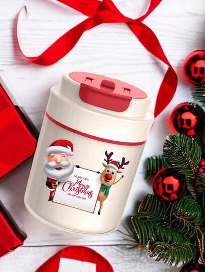 1pc 304 Stainless Steel Portable Breakfast Cup With Lid & Spoon, Insulated Water/Milk/Oatmeal/Coffee Cup