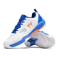 女士专业羽毛球鞋,轻便透气防滑,耐穿,适合训练和比赛。高弹性,减震,跳跃保护,侧向支撑,抗扭曲。时尚女士羽毛球鞋 - 藍白色 - 查看 4