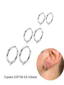 Set di orecchini a cerchio in acciaio inossidabile, orecchini a cerchio piccoli di moda per uomo e donna, orecchini a perno ipoallergenici per trago e cartilagine, colori oro, argento e nero, 4-5 paia