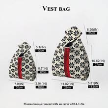 1pc Black & White Floral Crochet Embroidery Breathable Lightweight Foldable Portable Bag, Can Hold Phone, Umbrella, Cosmetics, Books, Casual & Cute Design, Suitable For Women, Daily Wear, Vacation, Commute, Shopping, Photography, Travel, Camping, Back To School, Holidays, Female Students, Girls, Mothers, All Seasons , Cute , Crochet, Mother's Day - Black and White - View 2