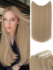 22-Inch Long Invisible Straight Fshing Line Hair Extensions, Heat-Resistant Synthetic Material Cip-In Natural Hair Extensions Suitable For Women's Daly Wear - Multicolor - View 12