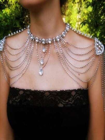 European And American Style Shoulder Chain Tassel Shawl, High-End Women's Accessory Crystal Body Chain Crystal Necklace, Factory Direct