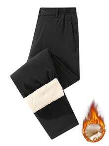 بنطلون شتوي للرجال مصنوع من الجرافين دافئ وناعم، بنطلون خارجي للرياضة والترفيه مقاوم للرياح مصنوع من الكشمير الدافئ، ذو ساق مستقيمة، مناسب للياقة البدنية والجري والأنشطة الخارجية الأخرى.