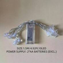 1个装 10/20/30/30/40/80颗灯珠 1.5/3/3/4.5/6/10米 星形泡泡球卧室装饰 生日派对室内氛围 LED灯 婚礼派对节日装饰礼物 小礼品 彩色闪光串灯 电池盒 斋月 节日灯饰