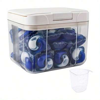 Laundry Pod Holder Compatible Pod Storage Container, 98 Fl Oz/2.9L Powder Containers With Pop Up Lid And Scoop, Laundry Room Storage Organizer For Pods And Scent Booster Beads