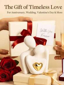 1 قطعة من الزخرفة الفنية المجردة بشكل قلب مطلي بالذهب، تمثال لزوجين متعانقين، مناسب للمنزل وغرفة النوم والمكتب وأماكن الطلاب، هدية مثالية لفصل الربيع وعيد الميلاد والزفاف وديكور المنزل وتخزين المجوهرات وحفلات الاحتفال - متعدد الألوان - مشاهدة 6