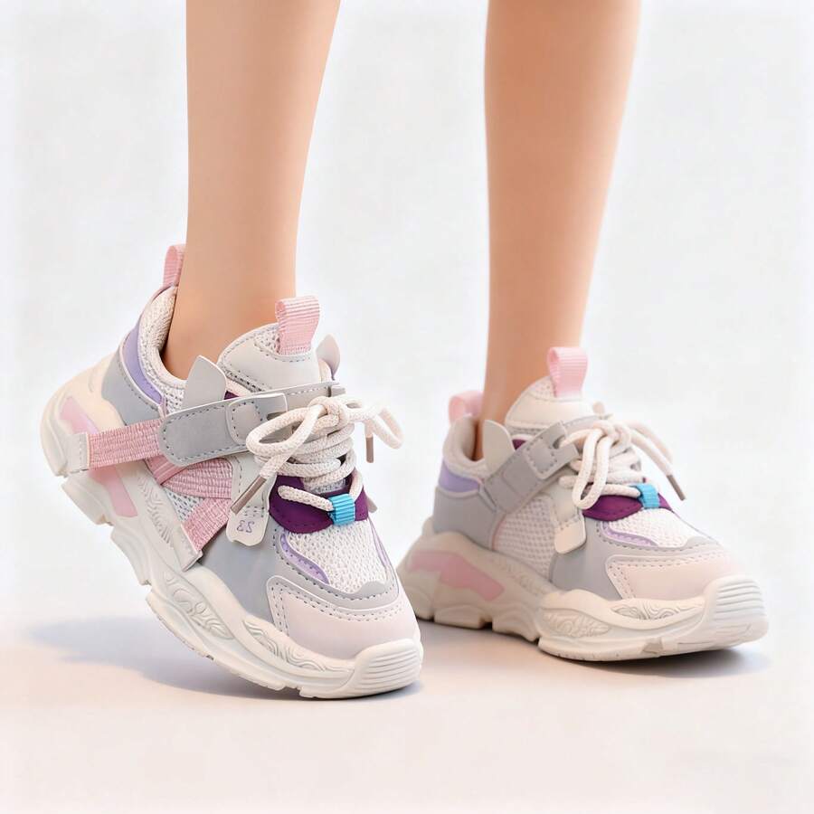 Zapatos Transpirables,Zapatos De Tenis Deportivos Transpirables Para Niños Con Luz,Zapatos Comodos De Niño con suela suave antideslizante de Niños, mujeres  Zapatos deportivos de suela gruesa para niñas, nuevos modelos de zapatillas casuales de suela blanda, adecuados para actividades al aire libre, escuela y fiestas, para primavera/otoño - Rosa - Ver 1