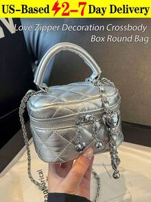 [US-Based Shipping]New Fashion Classic Versatile PU Waterproof Fabric, Quilted Women's Handbag, Lightweight And Portable Zipper Opening And Closing Design Love Zipper Decoration Crossbody Box Round Bag,Fashion Solid Color Embroidered Rhombic Crossbody Bag,Coin Purse Bag,Portable Box,Suitable For Shopping, Suitable For Travel, Shopping And Commuting,Mini Women Handbag,Suitable For Holding Cards And Keys Cute Coin Purse With Heart Decoration Y2k Women's Bag Suitable For Daily Use,Women's Fall Clothing Winter Clothing Christmas Halloween Gift Pumpkin Skeleton Fall Spider Autumn Velvet Furry Party Fuzzy Plush,Black Purse Bags Purses And Bags Women Red Purse Bags For Women Tote Bag Silver Purse Carteras Para Mujer Pink Purse Crossbody Bags For Women Bolsos Para Mujer Handbags For Women Purses For Women Beach Bag Mini Purse Tote Bags For Women Black Bag Brown Bag - 彩色 - 查看 13