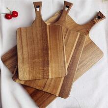 Cutting Board, Wooden Chopping Board, Pure Wood Appetizer Board, Food Preparation And Serving Tray With Hanging Hole And Handle, Suitable For Cutting Meat, Vegetables, Fruits, Bread, Cheese, Great For Kitchen, Party, Outdoor, Picnic - Brown - View 3