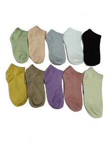 10 pares de calcetines cortos para mujer, calcetines invisibles, con detalles de dibujos animados, agujeros transpirables, que absorben la humedad, suaves y lisos, adecuados para deportes, ocio, negocios y uso diario, para todas las estaciones, combinación de colores aleatorios