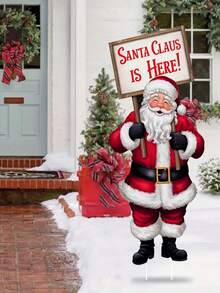 1pc Christmas Santa Claus Yard Sign, Outdoor Lawn Decoration, Plastic Material Sign, Santa Claus Element With "Santa Claus Is Coming!" Message, No Electricity Required, No Feathers, Christmas Holiday Theme Decoration, Outdoor Lawn Yard Decoration, Festival Party Decoration - Multicolor - View 6