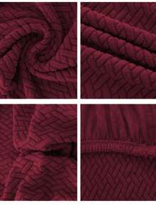 1pc Jacquard Solid Color Stretch Chair Cover, Suitable For Living Room, Dining Room, Home Use, All Seasons - Burgundy Diagonal Stripes - View 7