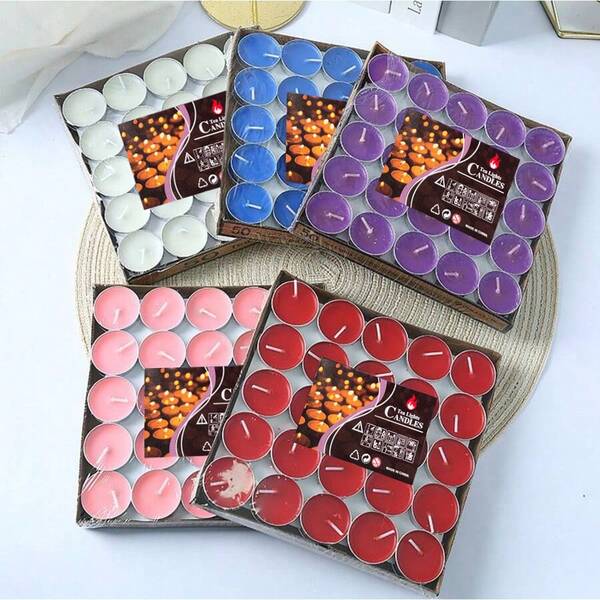 50 pièces Bougies minimalistes petites, fournitures pour fêtes et rassemblements quotidiens, bougies vertes/rouges, une bougie brûle pendant 2 à 4 heures, décoration de bougie romantique pour cadeaux de mariage, dîner, anniversaire, remise de diplôme