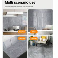 1 Roll Of 1.3 Mm Glossy Marble Self-Adhesive Vinyl Flooring Tiles 40 Cm X 3 M, Vinyl Flooring Tiles, Linoleum Vinyl Planks Flooring, Waterproof And Abrasion-Resistant For DIY Installation In Rooms, Offices, Kitchens (Marble, Black) - Multicolor - View 6