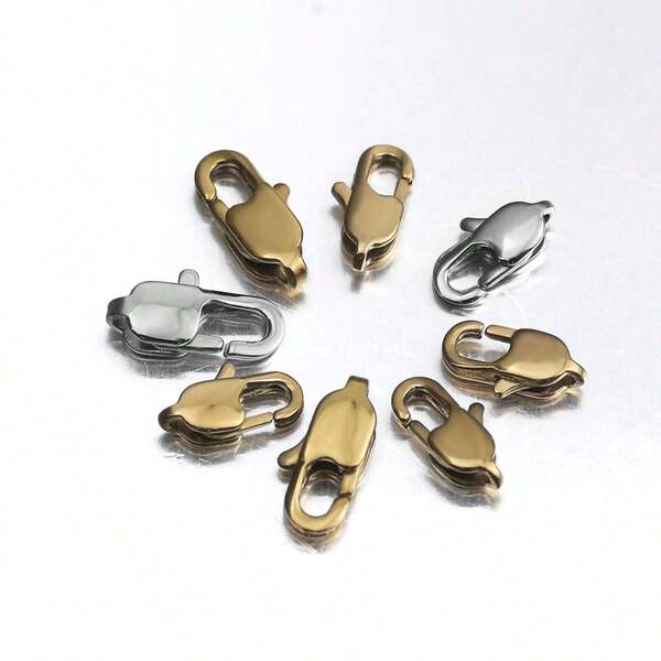 2 Peças Conector de Fecho Tipo Lagosta Quadrado Banhado a Ouro 18K em Aço Inoxidável, Adequado para Acessórios de Joias e Artesanato DIY
