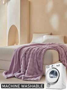 1 pătură de pluș din fleece imitație de iepure violet, pătură modernă de lux pentru canapea extensibilă, pătură decorativă, moale, caldă, pentru toate anotimpurile