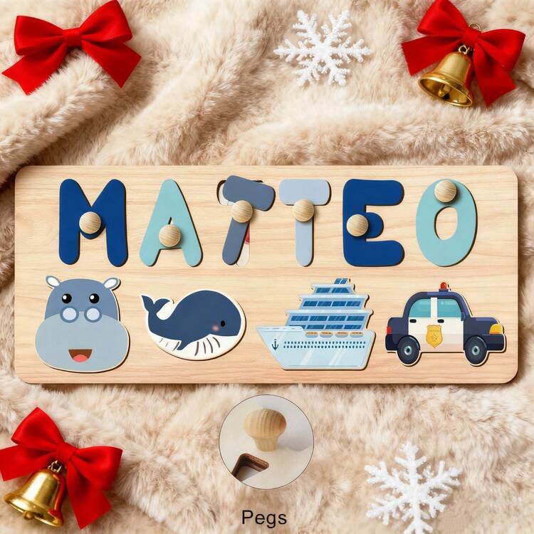 1pc Customized Name Puzzle, Personalized 3D Letter Puzzle And Wooden Name Puzzle. Ideal Gift For Baby Boys Or Baby Girls, Suitable For Birthday, Christmas, Anniversary! - Blue 2 Rows - View 10