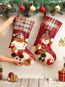 3D Christmas Stockings, Christmas Gift Personalized Stockings With Names, Family Stockings, Monograms, Holiday Christmas Stockings, Christmas Gifts, Christmas Decorations - Multicolor - View 3