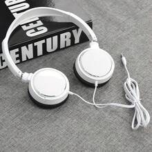 1pc 3.5mm Plug-In Over-Ear Wired Headphones - Fashionable White And Black, Comfortable Padded Earcups, Cable, Ideal For Gaming, Music Listening And Video Watching - 彩色 - 查看 2