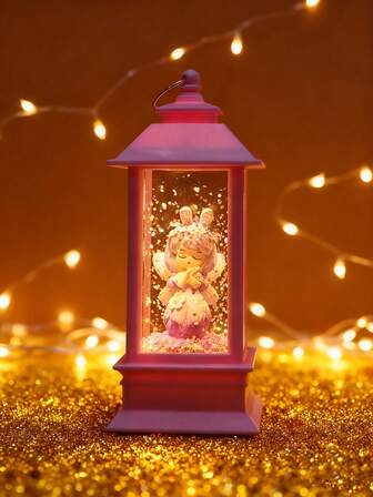 1 pieza Lámpara ambiente tipo farolillo de hadas - Lámpara decorativa LED con efecto de bola de nieve y figura de ángel de dibujos animados, luz nocturna colorida para el hogar, Navidad y regalo