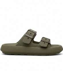 GuGi Unisex Flatform Sandals With Buckles - Verde - Ver 5
