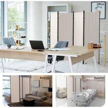 Kecreque Divisor de habitacion de 4 paneles divisores de habitacion y pantallas plegables de privacidad con 3 pies de metal pared portatil de 88 pulgadas de ancho doble como divisor de pared para - blanco - Ver 7