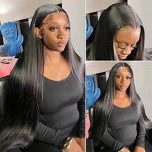 200% 密度 5x5 高清蕾丝闭合渐变色 #1B 黑色直发金色波波头蕾丝前假发，混合发质 13x4 13x6 高清蕾丝前假发，短款波波头假发，女士无胶直发波波头混合假发 - black - 查看 6