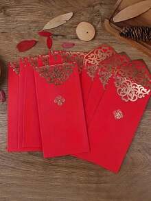 10 pezzi Buste regalo per denaro, buste per banconote/valuta natalizie, buste per denaro con design in lamina d'oro, perfette per feste, vacanze, Capodanno, famiglie, amici, buste rosse, ideali per decorazioni del Capodanno cinese, per regalare denaro portafortuna e come collezione unica - Multicolore - Visualizzare 1