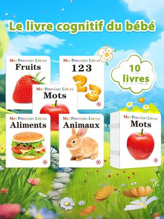 Libros ilustrados en francés para que los niños lean, con historias y reconocimiento de objetos, ilustraciones fáciles de entender, colores brillantes y alegres, diseñados para lectores principiantes, perfectos como regalos de Navidad y Año Nuevo