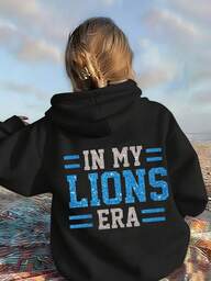 Sudadera con capucha de la era de mi león de talla grande, sudadera con capucha de fútbol con brillo, ropa deportiva para niñas, lavable a máquina, ropa de vuelta al colegio, ropa casual de oficina