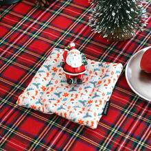 1PC Ins Style Christmas Print Coasters - Square Heat-Resistant Cup Mats, Placemat, Cup Tableware Drying Mat, Decorative Protect Mat For Table, Perfect For Holiday Parties, Kitchen And Dining Room Decor Props
