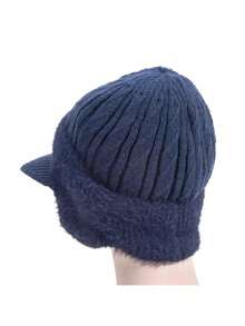 1pc Men's Ear Protection Knit Hat - With Visor & Chin Strap, Acrylic Warm Winter Cap For Outdoor Travel, Hiking, Fishing - Hand Washable, Hiking Headwear, Travel Headgear, Stylish Headwear Headgear - Multicolor - View 4